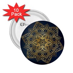 Gold Mandala Floral Ornament Ethnic 2.25  Buttons (10 pack) 