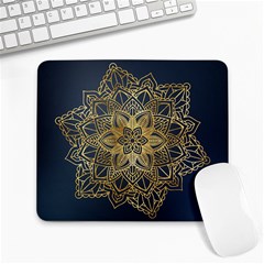 Gold Mandala Floral Ornament Ethnic Large Mousepads