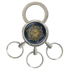 Gold Mandala Floral Ornament Ethnic 3-ring Key Chains by Celenk