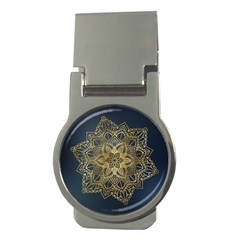 Gold Mandala Floral Ornament Ethnic Money Clips (Round) 