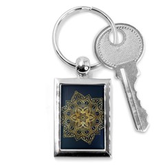 Gold Mandala Floral Ornament Ethnic Key Chains (rectangle)  by Celenk