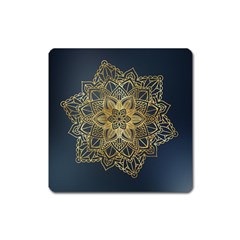 Gold Mandala Floral Ornament Ethnic Square Magnet