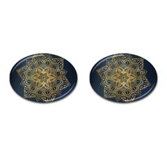 Gold Mandala Floral Ornament Ethnic Cufflinks (Oval)