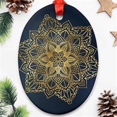 Gold Mandala Floral Ornament Ethnic Oval Ornament (Two Sides)