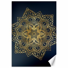 Gold Mandala Floral Ornament Ethnic Canvas 12  x 18  