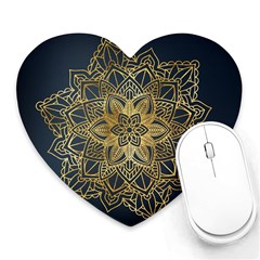 Gold Mandala Floral Ornament Ethnic Heart Mousepads