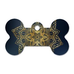 Gold Mandala Floral Ornament Ethnic Dog Tag Bone (One Side)