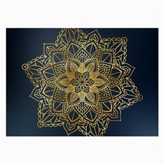 Gold Mandala Floral Ornament Ethnic Large Glasses Cloth