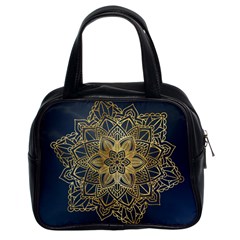 Gold Mandala Floral Ornament Ethnic Classic Handbags (2 Sides)