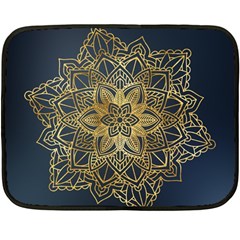 Gold Mandala Floral Ornament Ethnic Fleece Blanket (Mini)