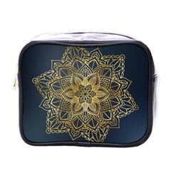 Gold Mandala Floral Ornament Ethnic Mini Toiletries Bags