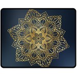 Gold Mandala Floral Ornament Ethnic Fleece Blanket (Medium)  60 x50  Blanket Front