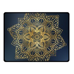 Gold Mandala Floral Ornament Ethnic Fleece Blanket (small) by Celenk