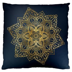 Gold Mandala Floral Ornament Ethnic Large Cushion Case (Two Sides)