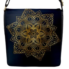 Gold Mandala Floral Ornament Ethnic Flap Messenger Bag (S)