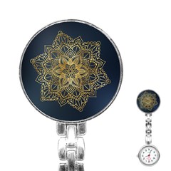 Gold Mandala Floral Ornament Ethnic Stainless Steel Nurses Watch by Celenk