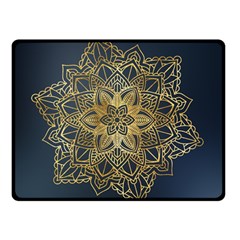 Gold Mandala Floral Ornament Ethnic Double Sided Fleece Blanket (Small) 