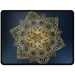 Gold Mandala Floral Ornament Ethnic Double Sided Fleece Blanket (large)  by Celenk