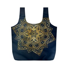 Gold Mandala Floral Ornament Ethnic Full Print Recycle Bags (M) 