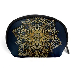 Gold Mandala Floral Ornament Ethnic Accessory Pouches (Large) 