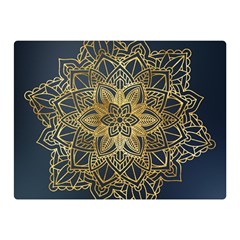 Gold Mandala Floral Ornament Ethnic Double Sided Flano Blanket (Mini) 