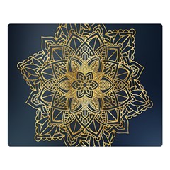 Gold Mandala Floral Ornament Ethnic Double Sided Flano Blanket (Large) 