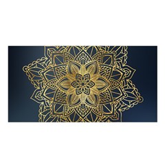 Gold Mandala Floral Ornament Ethnic Satin Shawl