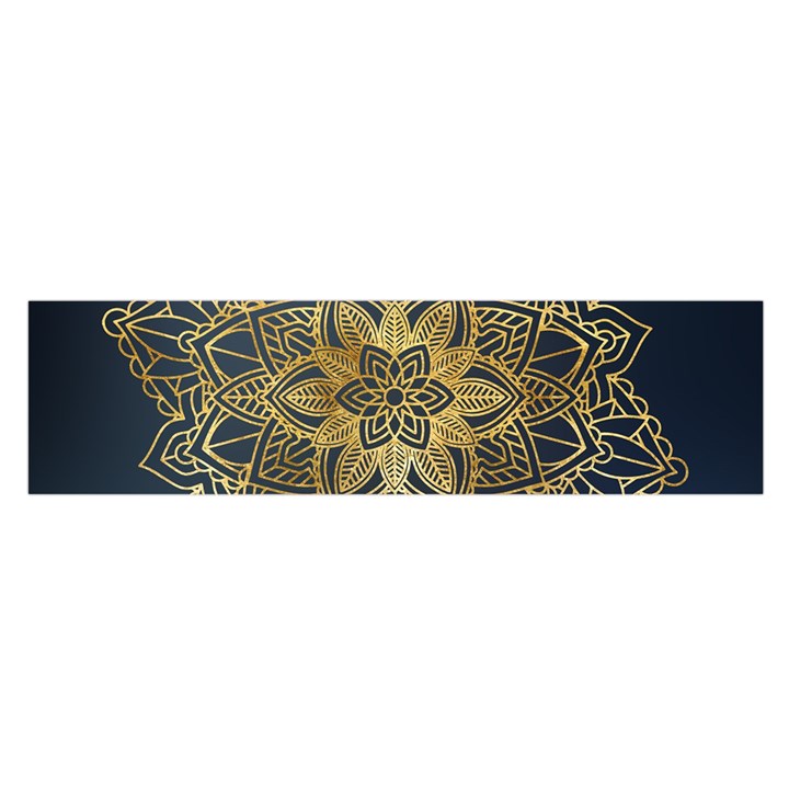 Gold Mandala Floral Ornament Ethnic Satin Scarf (Oblong)