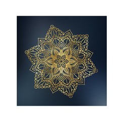 Gold Mandala Floral Ornament Ethnic Small Satin Scarf (Square)