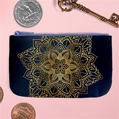 Gold Mandala Floral Ornament Ethnic Large Coin Purse