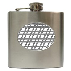 Grid Pattern Seamless Monochrome Hip Flask (6 Oz) by Celenk