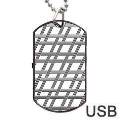 Grid Pattern Seamless Monochrome Dog Tag Usb Flash (one Side) by Celenk