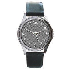 Diagonal Stripe Pattern Seamless Round Metal Watch by Celenk