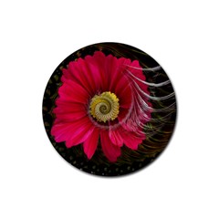 Fantasy Flower Fractal Blossom Rubber Coaster (round)  by Celenk