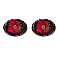 Fantasy Flower Fractal Blossom Cufflinks (oval) by Celenk