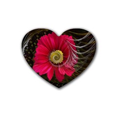 Fantasy Flower Fractal Blossom Rubber Coaster (heart)  by Celenk