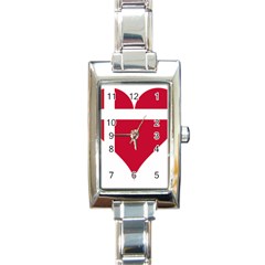 Heart Love Flag Denmark Red Cross Rectangle Italian Charm Watch by Celenk