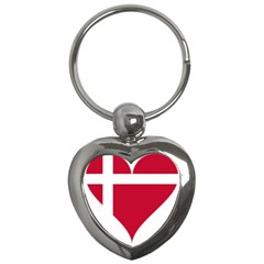 Heart Love Flag Denmark Red Cross Key Chains (heart)  by Celenk