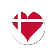 Heart Love Flag Denmark Red Cross Magnet 3  (round) by Celenk