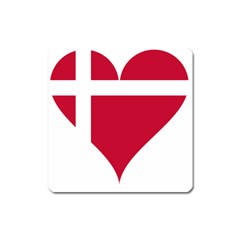 Heart Love Flag Denmark Red Cross Square Magnet by Celenk