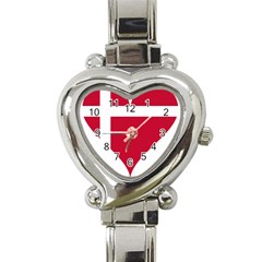 Heart Love Flag Denmark Red Cross Heart Italian Charm Watch by Celenk