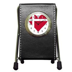 Heart Love Flag Denmark Red Cross Pen Holder Desk Clocks by Celenk