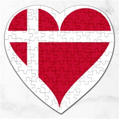 Heart Love Flag Denmark Red Cross Jigsaw Puzzle (heart) by Celenk