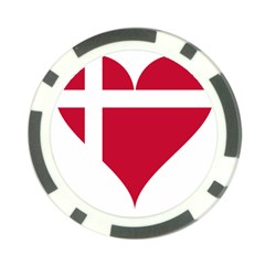 Heart Love Flag Denmark Red Cross Poker Chip Card Guard (10 Pack) by Celenk