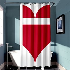 Heart Love Flag Denmark Red Cross Shower Curtain 36  X 72  (stall)  by Celenk