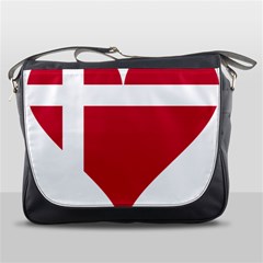 Heart Love Flag Denmark Red Cross Messenger Bags by Celenk