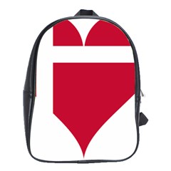 Heart Love Flag Denmark Red Cross School Bag (xl) by Celenk