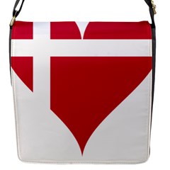 Heart Love Flag Denmark Red Cross Flap Messenger Bag (s) by Celenk