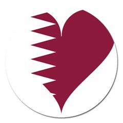 Heart Love Flag Qatar Magnet 5  (round)