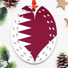 Heart Love Flag Qatar Ornament (oval Filigree)